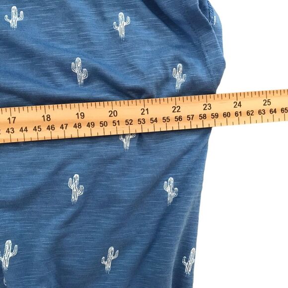 Izod Womens Top XXL Blue Cactus Printed Tee T-Shirt Cap Sleeve Twist Hem Tunic - Picture 12 of 13